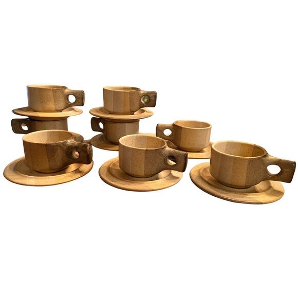 Vintage 70s Salishan Cup Saucer Set Jim McBride Fabrik Stoneware Speckled Earthy - Picture 9 of 10